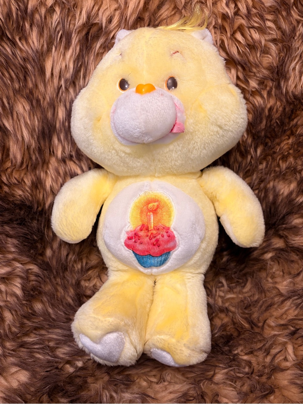 Carebear Birthday Bear Plush Toy with Cupcake Belly Badge